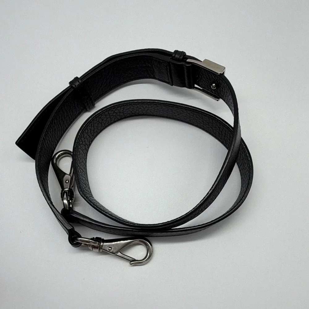 Givenchy Y2K  Small Pandora Black Satchel Top Handle Bag Detachable Strap Silver